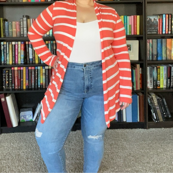 Coral striped cardigan - Picture 3 of 3